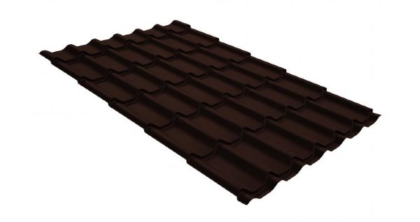 Металлочерепица классик GL 0,5 GreenCoat Pural Matt RR 887 шоколадно-коричневый (RAL 8017 шоколад) купить в Комсомольск-на-Амуре