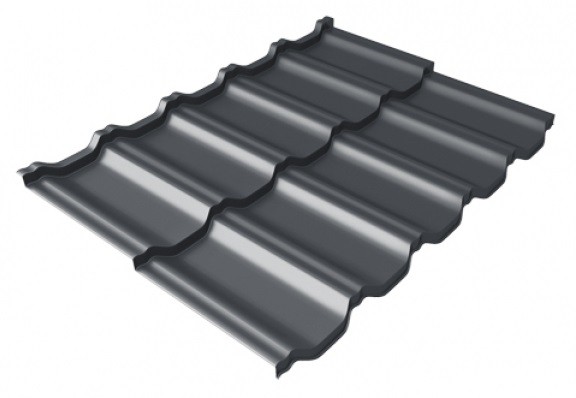 Металлочерепица модульная Квинта Uno Grand Line c 3D резом 0,5 Satin Мatt RAL 7024 мокрый асфальт купить в Комсомольск-на-Амуре