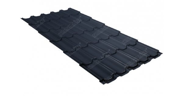 Металлочерепица квинта плюс GL 0,5 Satin RAL 7024 мокрый асфальт купить в Комсомольск-на-Амуре