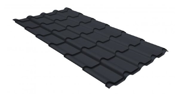 Металлочерепица камея GL 0,5 GreenCoat Pural RR 23 темно-серый (RAL 7024 мокрый асфальт) купить в Комсомольск-на-Амуре