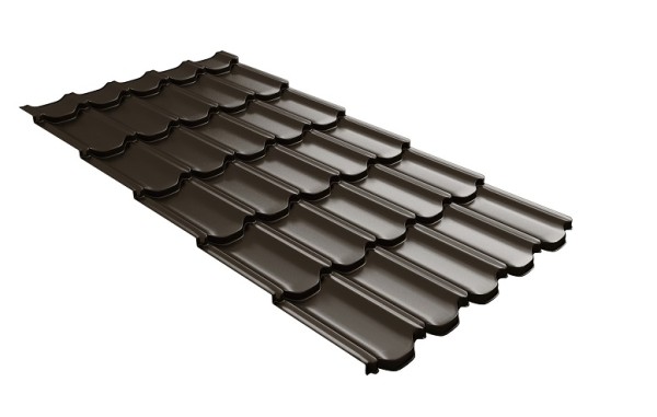 Металлочерепица квинта плюс с 3D резом 0,5 GreenСoat Pural RR 32 темно-коричневый (RAL 8019 серо-коричневый) купить в Комсомольск-на-Амуре
