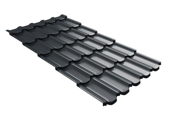 Металлочерепица квинта плюс с 3D резом 0,5 Satin RAL 7016 антрацитово-серый купить в Комсомольск-на-Амуре