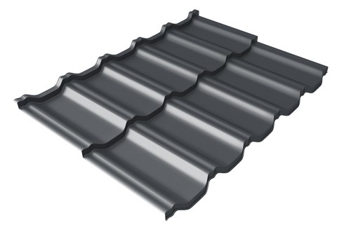 Металлочерепица модульная Квинта Uno Grand Line c 3D резом 0,5 Satin RAL 7024 мокрый асфальт купить в Комсомольск-на-Амуре