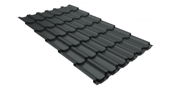 Металлочерепица квинта плюс 0,5 GreenCoat Pural RR 23 темно-серый (RAL 7024 мокрый асфальт) купить в Комсомольск-на-Амуре
